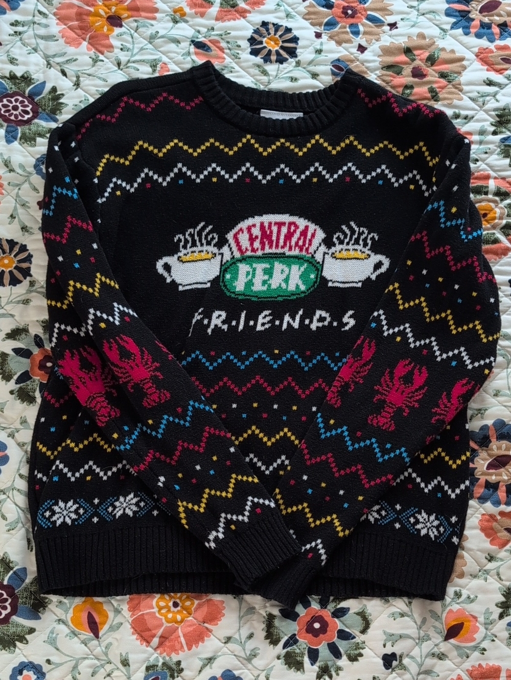 Black 'Central Perk' Friends Graphic Holiday Sweater